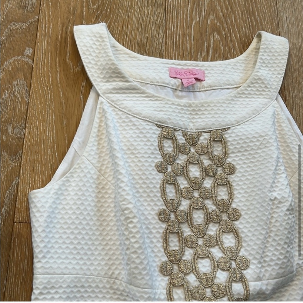 Lilly Pulitzer White and Gold Shift Dress - Picture 2 of 4